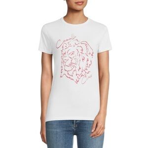 Roberto Cavalli Cotton Blend Logo White T-Shirt with Red Lion Design NWT XL